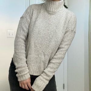 Cream Turtle Neck Knit Sweater